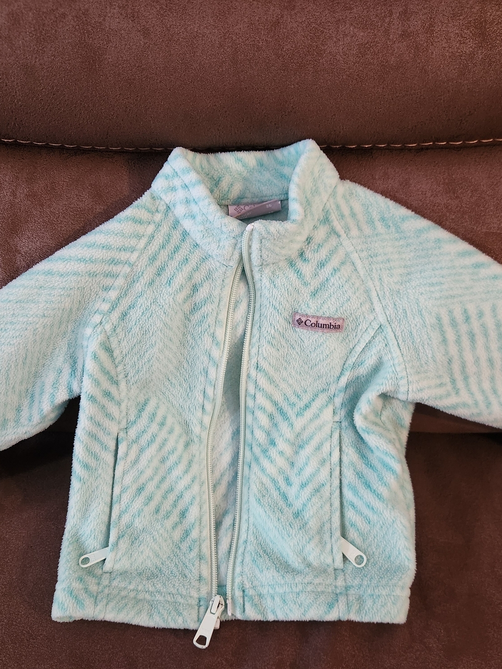 Columbia Girls Light Aqua Fleece Zip Jacket